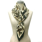 Hermes Pleated Carre Scarf Tourbillon Gale Swirl Falling Leaves Beige Khaki New — view 3