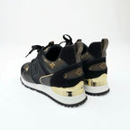 Louis Vuitton Sneakers Shoes Fabric Leather Suede Black Gold Brown Logo In-heel — view 4