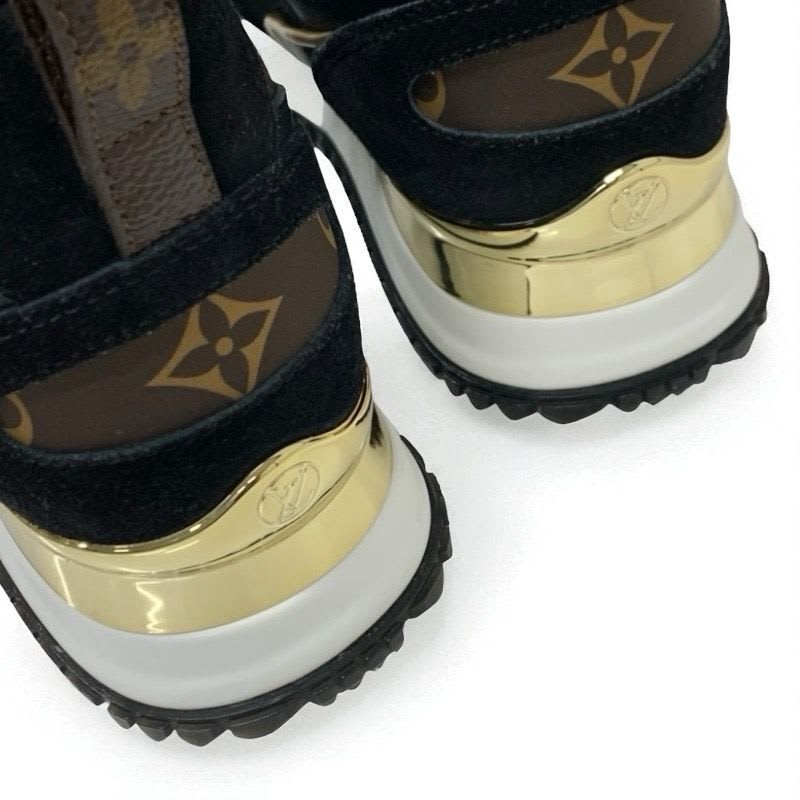 Louis Vuitton Sneakers Shoes Fabric Leather Suede Black Gold Brown Logo In-heel — view 9
