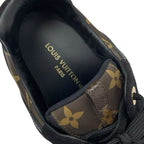 Louis Vuitton Sneakers Shoes Fabric Leather Suede Black Gold Brown Logo In-heel — view 7