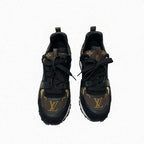 Louis Vuitton Sneakers Shoes Fabric Leather Suede Black Gold Brown Logo In-heel — view 2