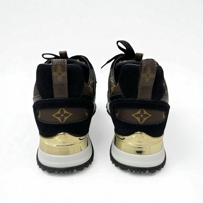 Louis Vuitton Sneakers Shoes Fabric Leather Suede Black Gold Brown Logo In-heel — view 5