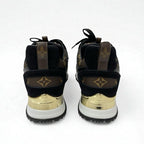 Louis Vuitton Sneakers Shoes Fabric Leather Suede Black Gold Brown Logo In-heel — view 5