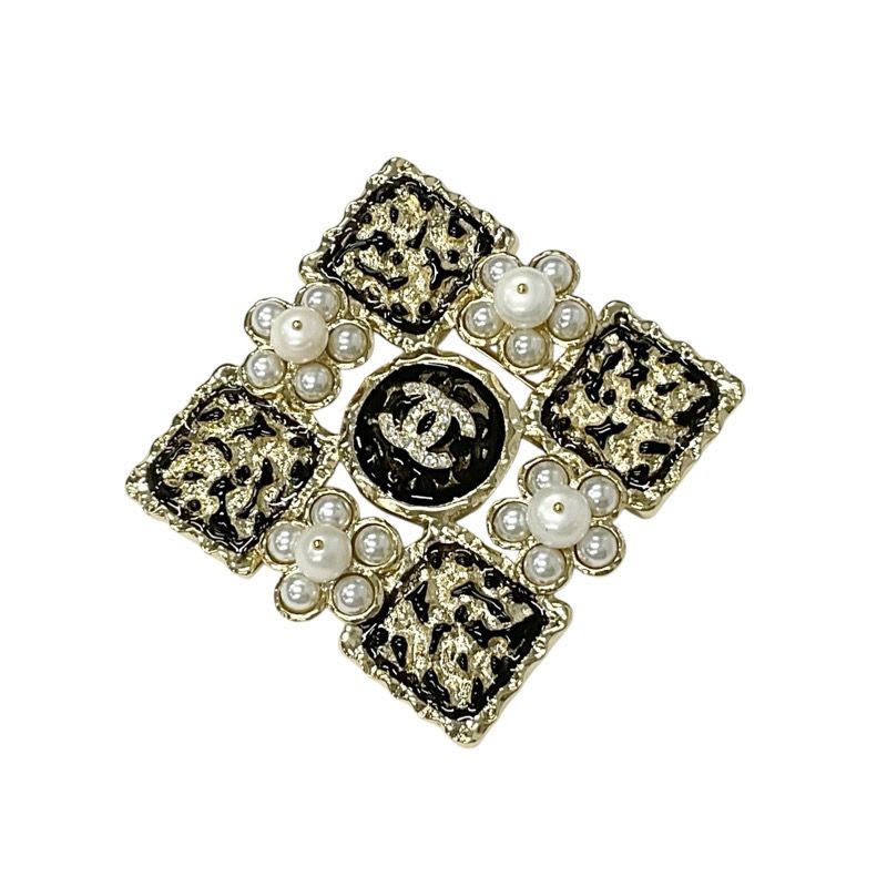 Chanel Brooch Corsage Gold Black Coco Mark Rhinestone — view 3