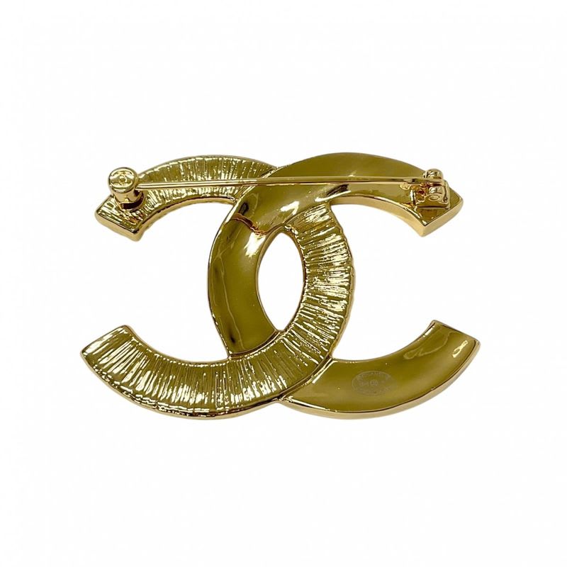 Chanel Brooch Corsage Gold Black Coco Mark — view 4