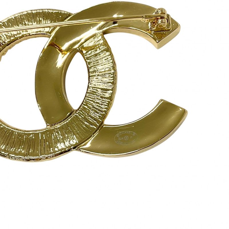 Chanel Brooch Corsage Gold Black Coco Mark — view 5