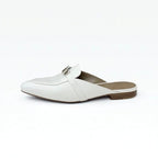 Hermes Oz Flat Shoes Leather White Silver Kelly Hardware Mule Slipper Sandals — view 3