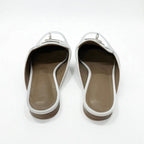 Hermes Oz Flat Shoes Leather White Silver Kelly Hardware Mule Slipper Sandals — view 5