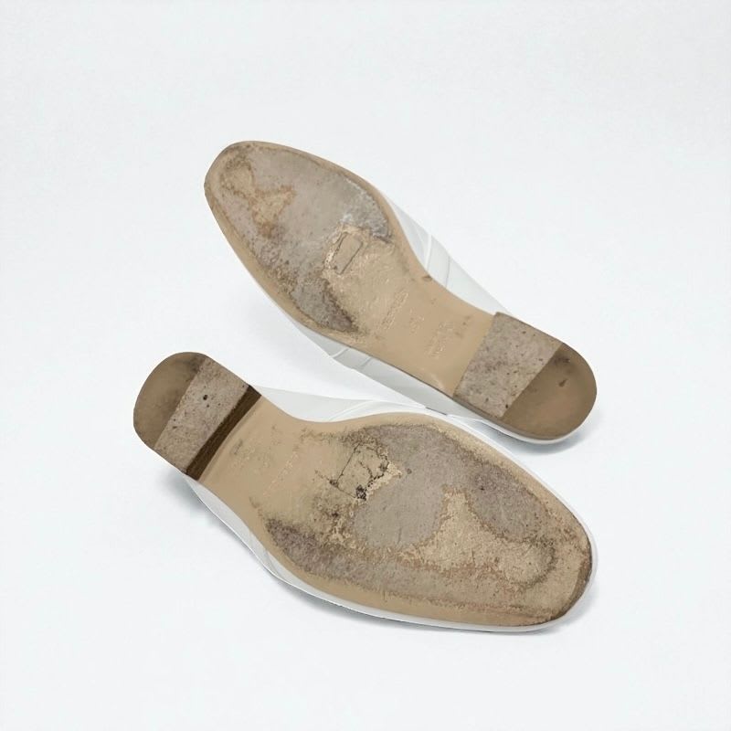 Hermes Oz Flat Shoes Leather White Silver Kelly Hardware Mule Slipper Sandals — view 6