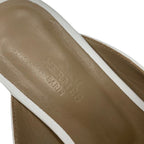 Hermes Oz Flat Shoes Leather White Silver Kelly Hardware Mule Slipper Sandals — view 7