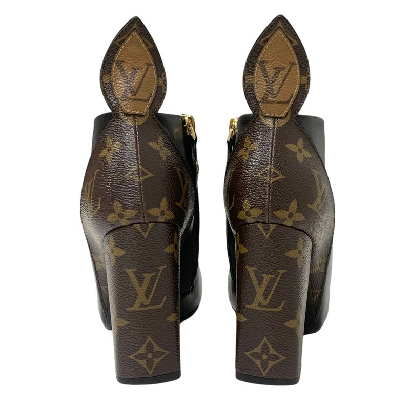 Louis Vuitton Rodeo Queen Line Monogram Boots Short Shoes Leather Black — view 5
