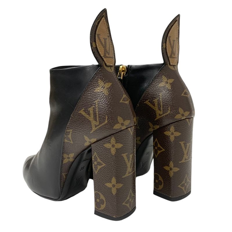 Louis Vuitton Rodeo Queen Line Monogram Boots Short Shoes Leather Black — view 4