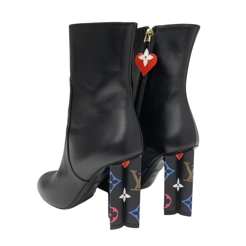 Louis Vuitton Silhouette Line Monogram Boots Short Shoes Leather Black — view 4