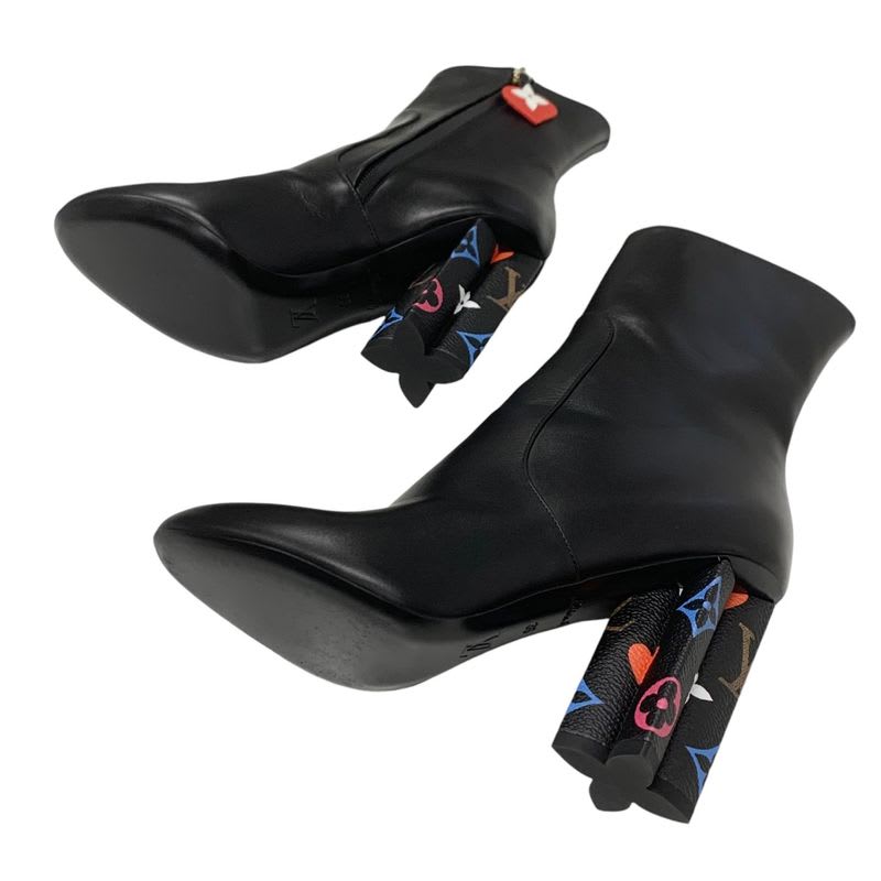 Louis Vuitton Silhouette Line Monogram Boots Short Shoes Leather Black — view 6