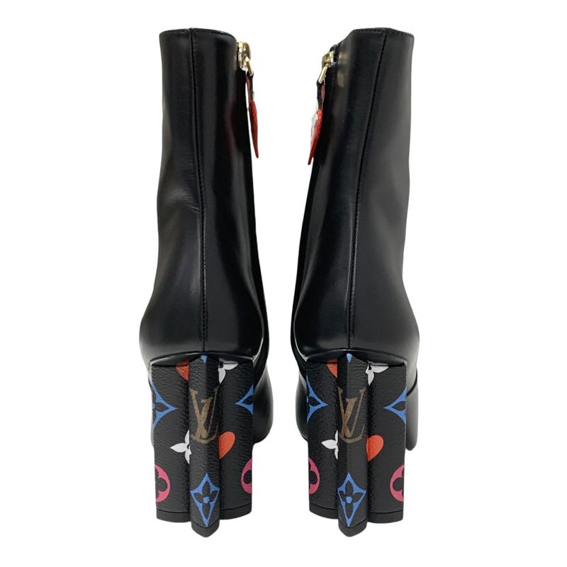 Louis Vuitton Silhouette Line Monogram Boots Short Shoes Leather Black — view 5