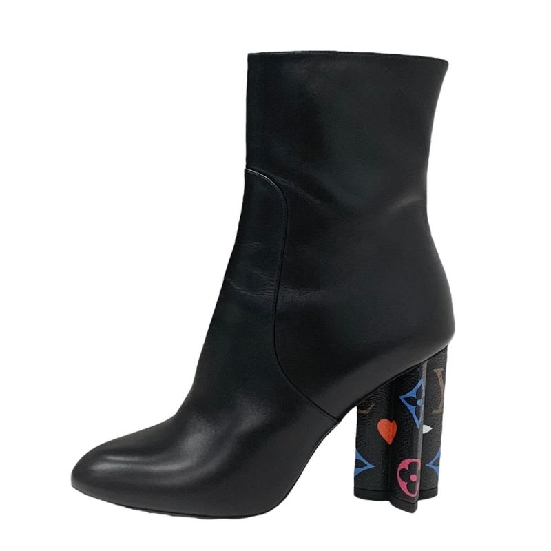 Louis Vuitton Silhouette Line Monogram Boots Short Shoes Leather Black — view 3