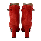 Hermes Boots Short Shoes Suede Red Silver Kelly Hardware — view 5