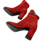Hermes Boots Short Shoes Suede Red Silver Kelly Hardware — view 6