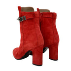 Hermes Boots Short Shoes Suede Red Silver Kelly Hardware — view 4