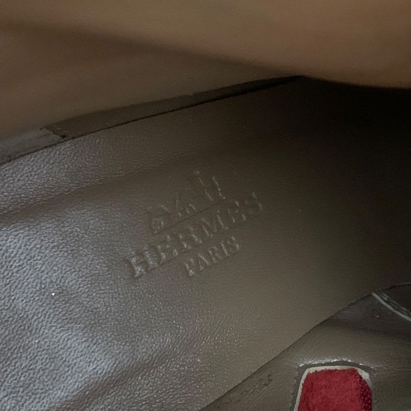 Hermes Boots Short Shoes Suede Red Silver Kelly Hardware — view 7
