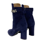 Hermes Boots Short Shoes Suede Navy Silver Kelly Hardware — view 4