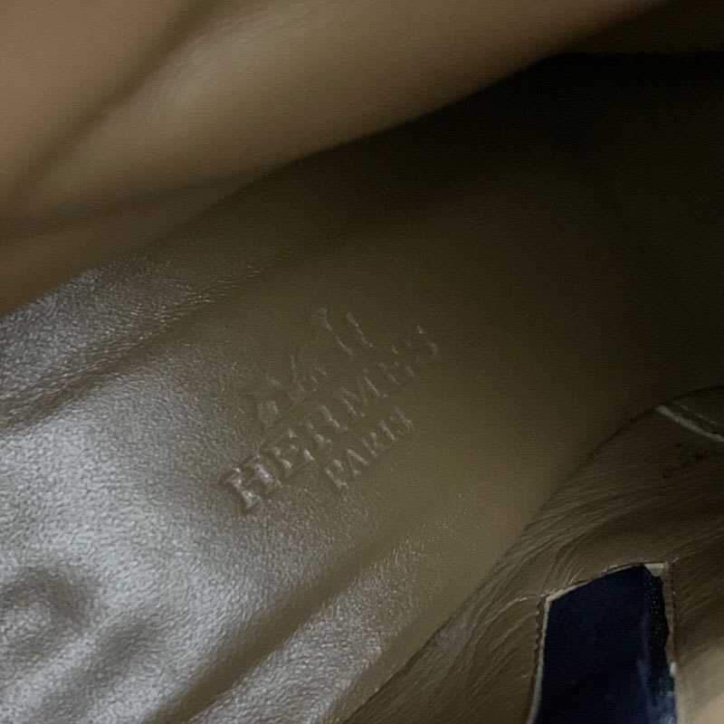 Hermes Boots Short Shoes Suede Navy Silver Kelly Hardware — view 7