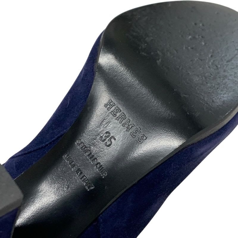 Hermes Boots Short Shoes Suede Navy Silver Kelly Hardware — view 8