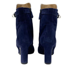Hermes Boots Short Shoes Suede Navy Silver Kelly Hardware — view 5
