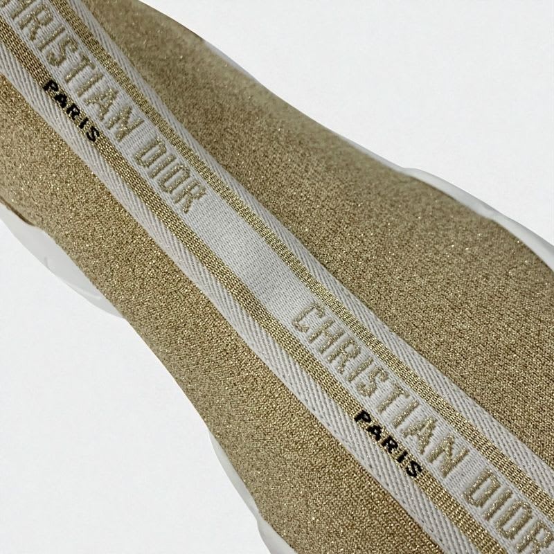 Christian Dior Sneakers Shoes Fabric Leather Gold White Socks Logo Line — view 9