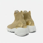 Christian Dior Sneakers Shoes Fabric Leather Gold White Socks Logo Line — view 4
