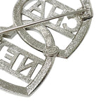 Chanel Brooch Corsage Silver Logo Rhinestone Heart — view 6