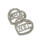 Chanel Brooch Corsage Silver Logo Rhinestone Heart — view 3