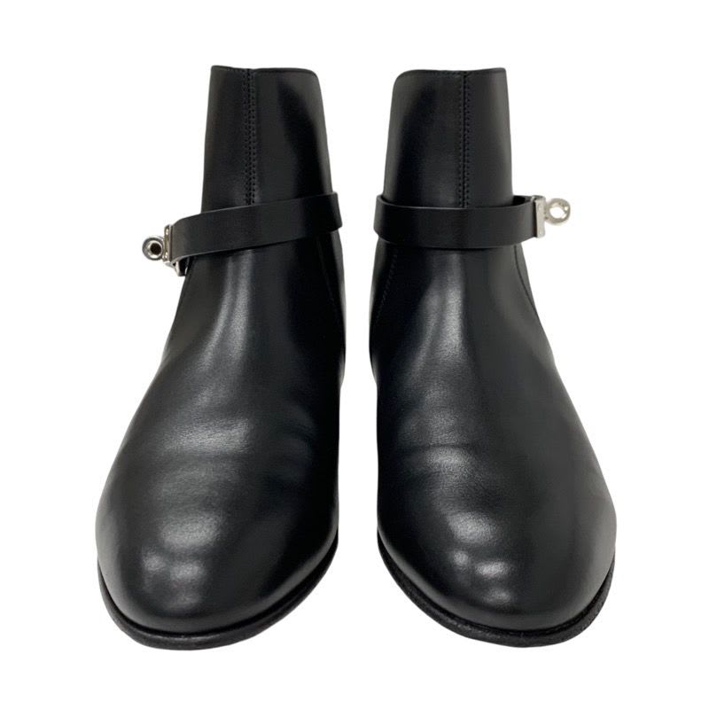 Hermes Neo Boots Short Shoes Leather Black Silver Kelly Hardware — view 2