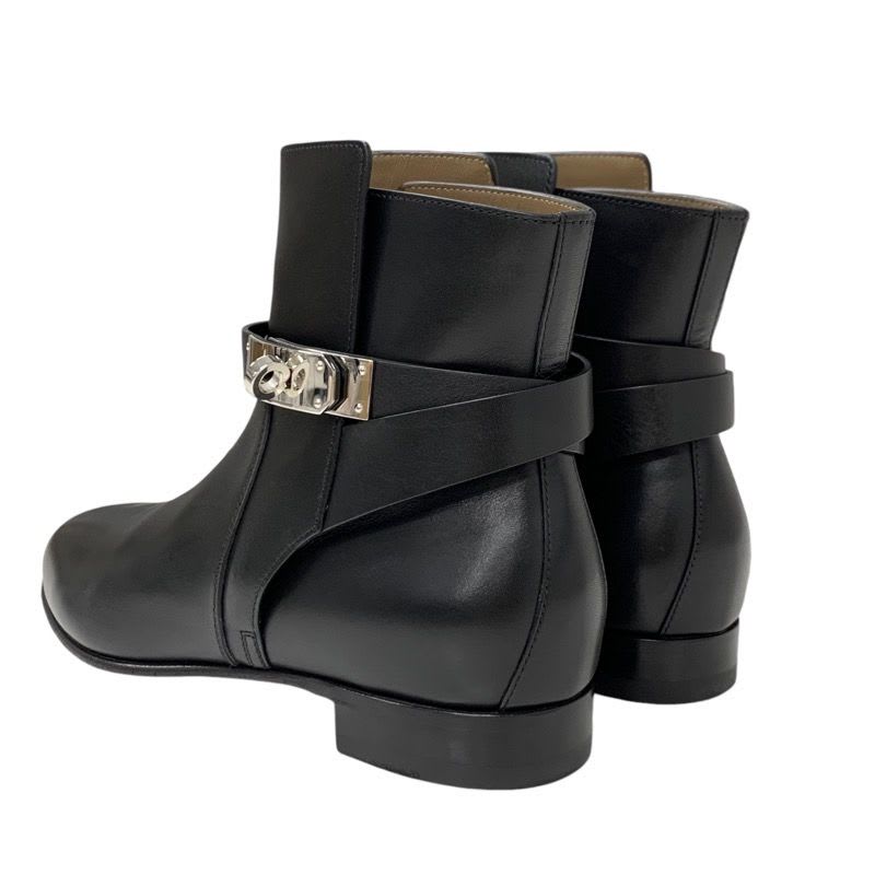 Hermes Neo Boots Short Shoes Leather Black Silver Kelly Hardware — view 4