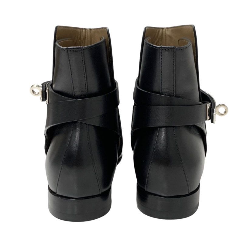 Hermes Neo Boots Short Shoes Leather Black Silver Kelly Hardware — view 5