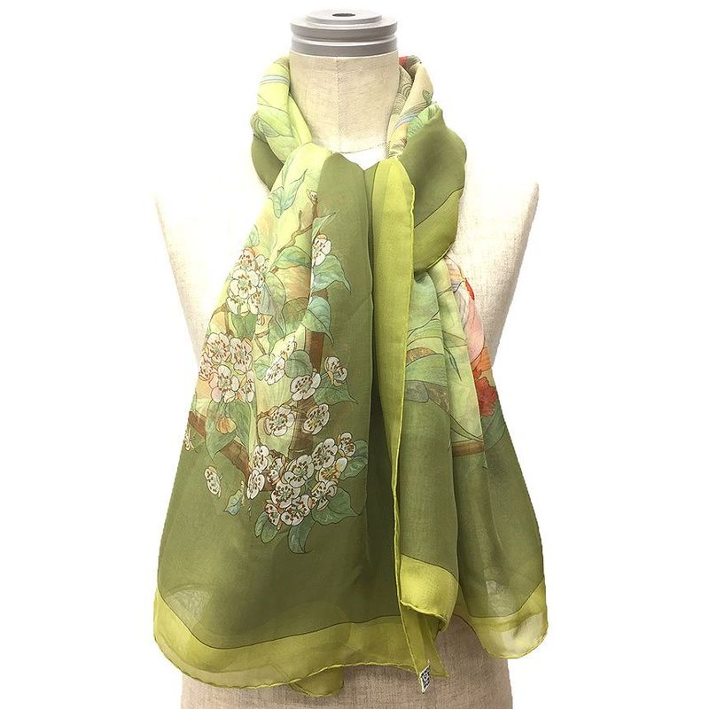 Hermes Scarf Scholl Carre 140 Silk Muslin Serenite Bamboo Green — view 3