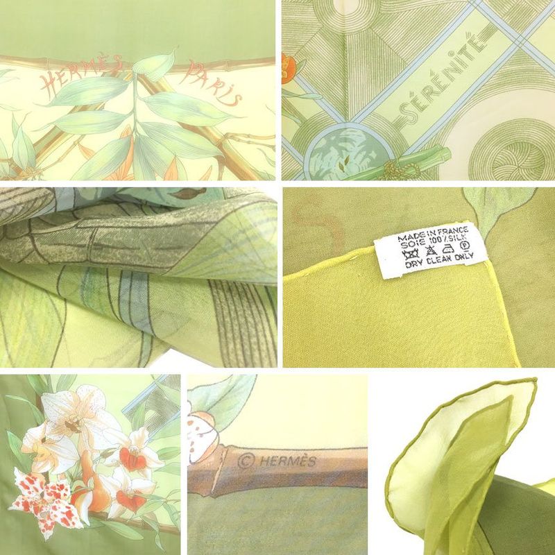 Hermes Scarf Scholl Carre 140 Silk Muslin Serenite Bamboo Green — view 4