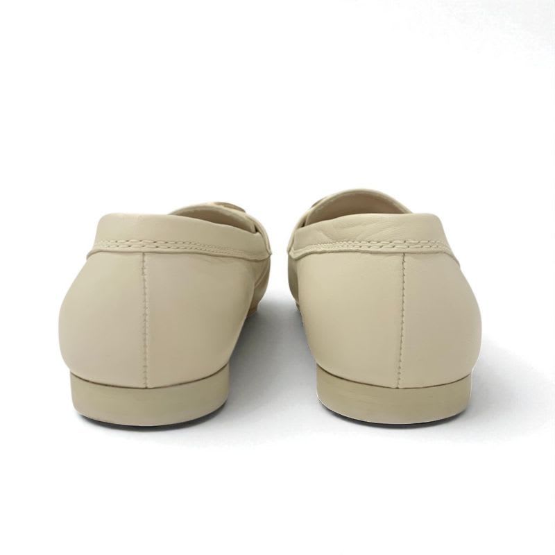 Chanel Loafer Leather Shoes Beige Gold Coco Mark Flat — view 5