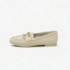 Chanel Loafer Leather Shoes Beige Gold Coco Mark Flat — view 3