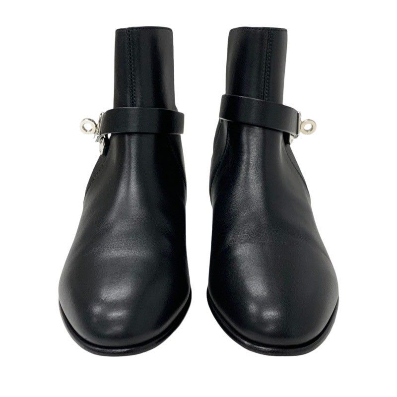 Hermes Neo Boots Short Shoes Leather Black Silver Kelly Hardware — view 2