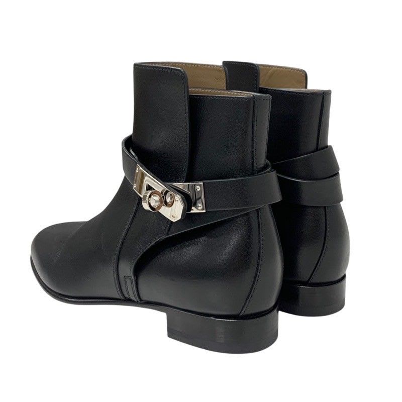 Hermes Neo Boots Short Shoes Leather Black Silver Kelly Hardware — view 4
