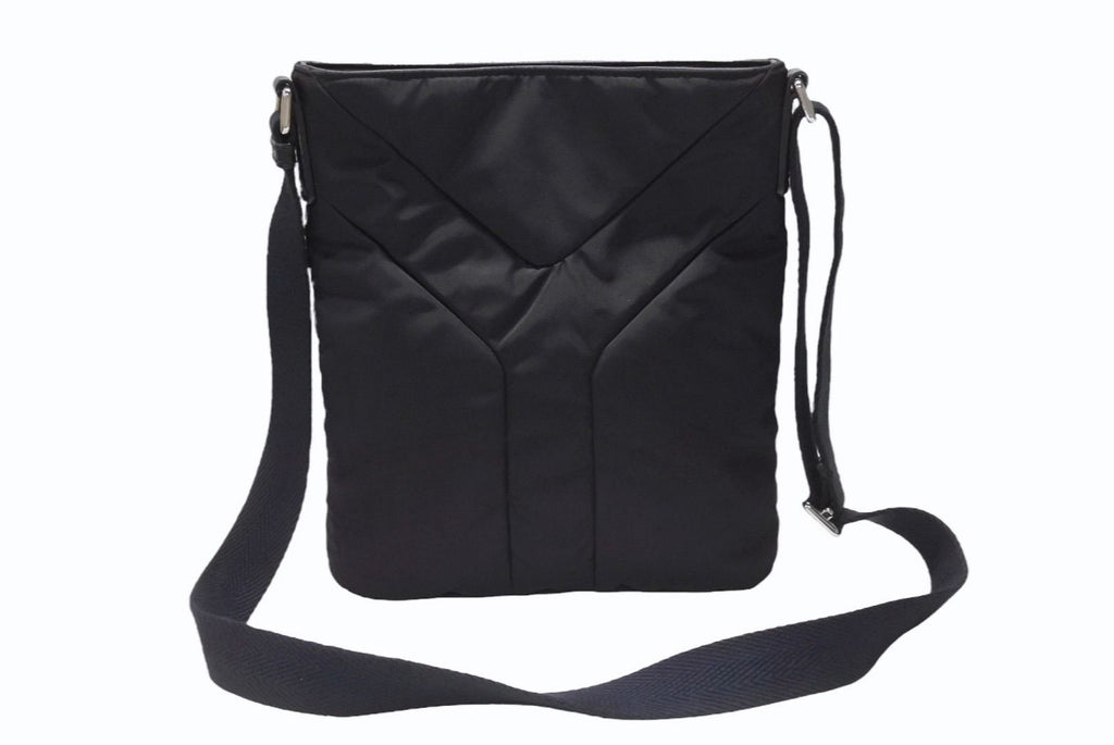 Saint Laurent Nylon Shoulder Bag Black Navy Silver