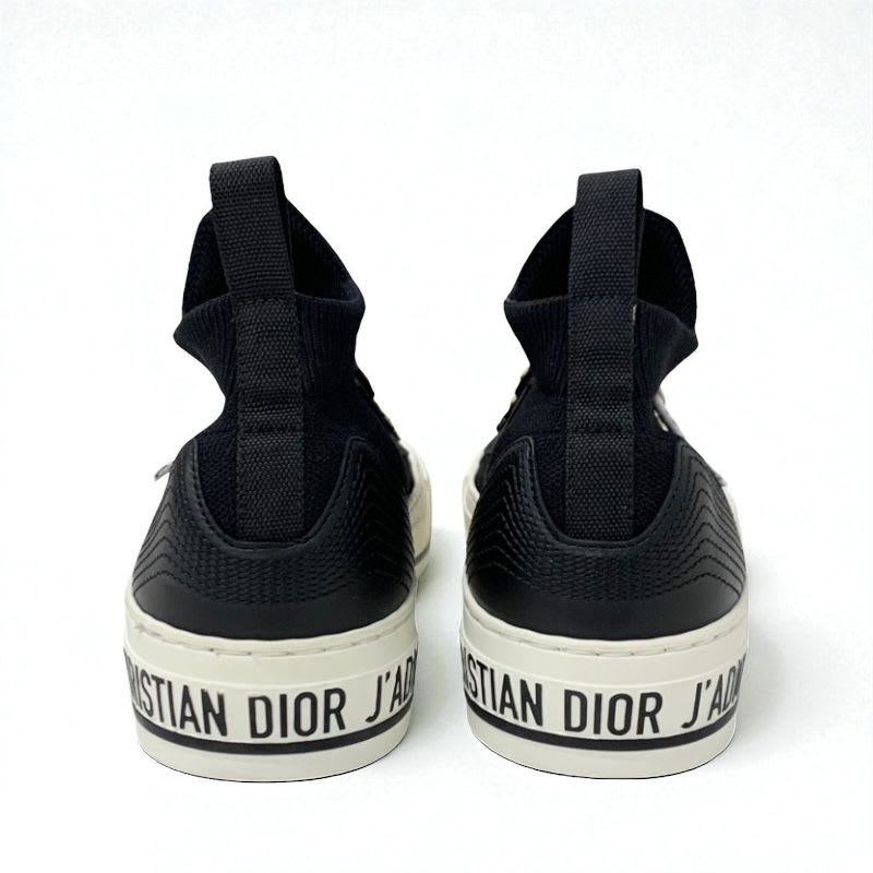 Christian Dior Walkn Sneakers Shoes Knit Leather Black White Logo — view 5