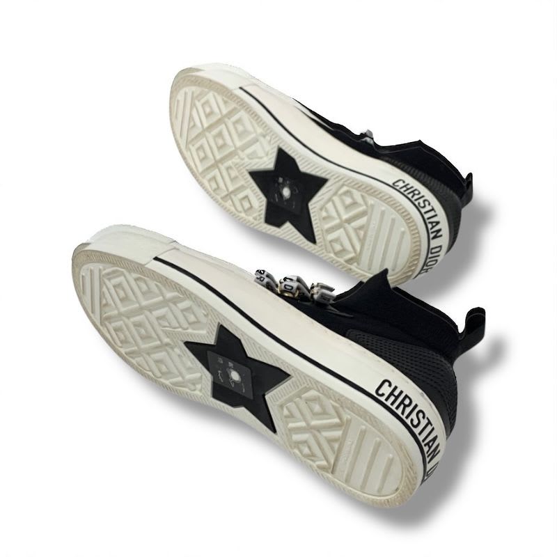 Christian Dior Walkn Sneakers Shoes Knit Leather Black White Logo — view 6