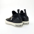 Christian Dior Walkn Sneakers Shoes Knit Leather Black White Logo — view 4
