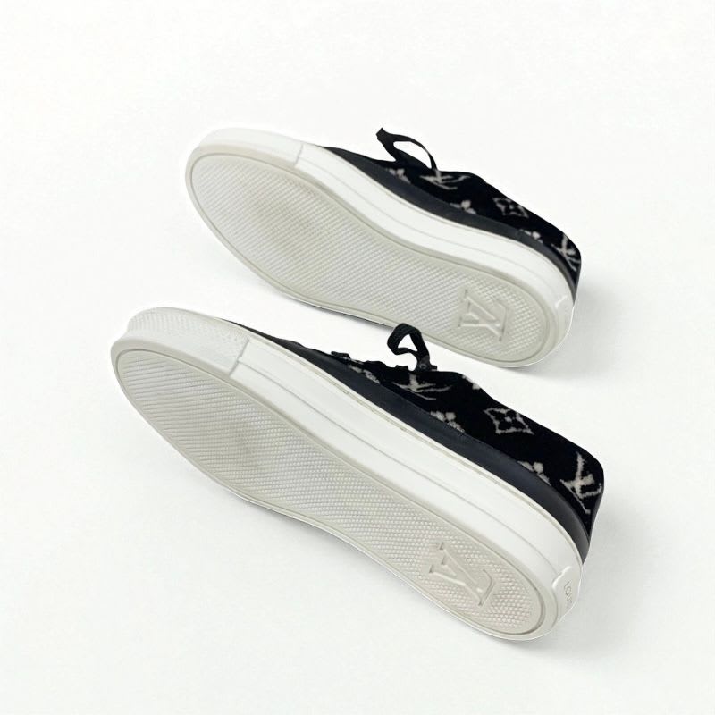 Louis Vuitton Stellar Line Monogram Sneakers Shoes Velor Leather Black — view 6