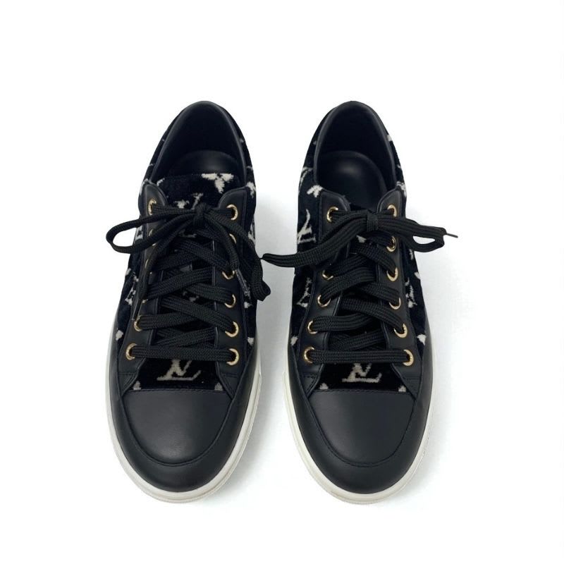 Louis Vuitton Stellar Line Monogram Sneakers Shoes Velor Leather Black — view 2
