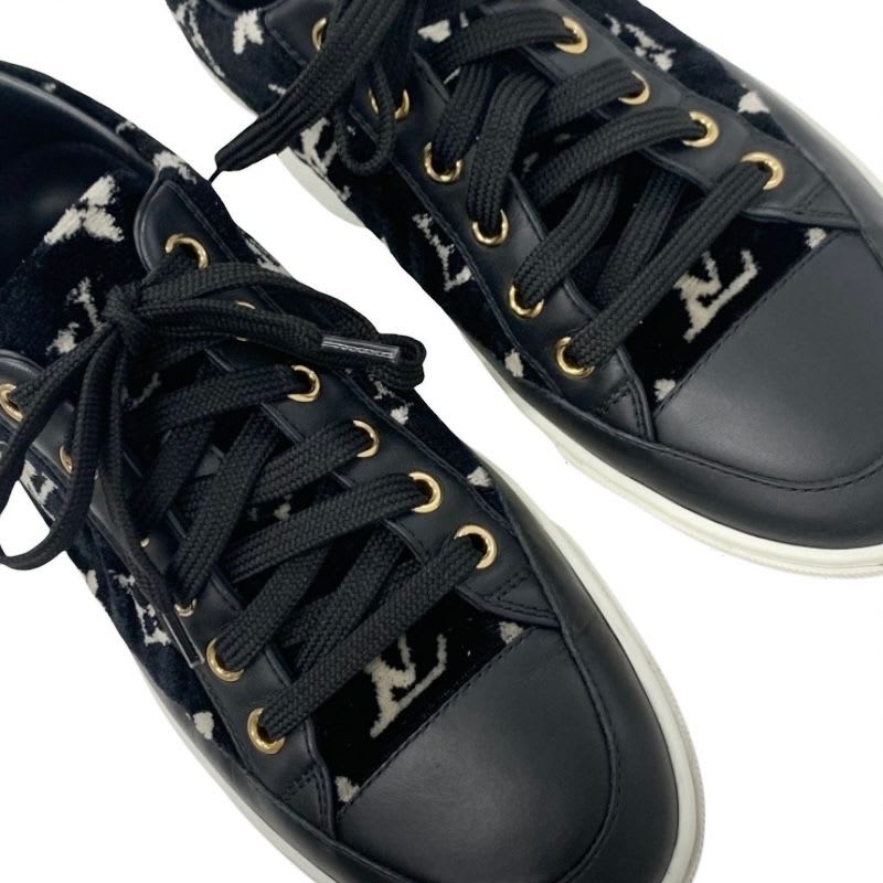 Louis Vuitton Stellar Line Monogram Sneakers Shoes Velor Leather Black — view 9
