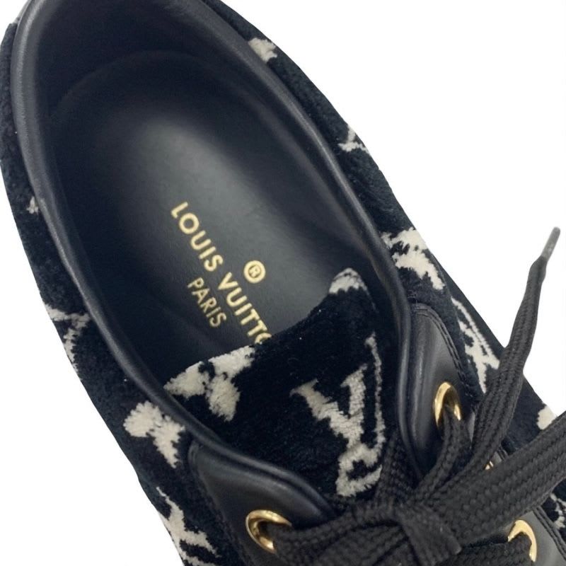 Louis Vuitton Stellar Line Monogram Sneakers Shoes Velor Leather Black — view 7