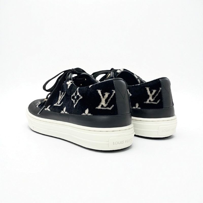 Louis Vuitton Stellar Line Monogram Sneakers Shoes Velor Leather Black — view 4